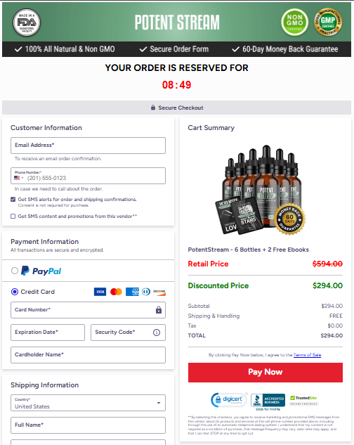 PotentStream secure checkout page preview